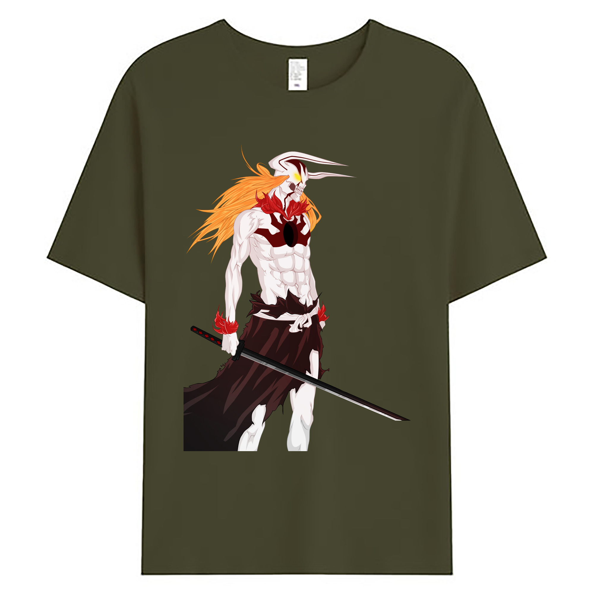 （画像用） ブリーチ 黒崎一護（くろさき いちご）BLEACH Kurosaki Ichigo 綿100％ メンズ半袖Tシャツ｜肌触りやわらか＆通気性